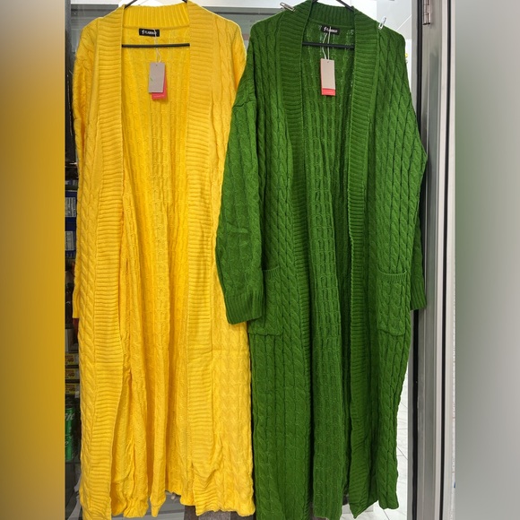 Long sleeve cardigan. (Green & yellow ) - Picture 2 of 8